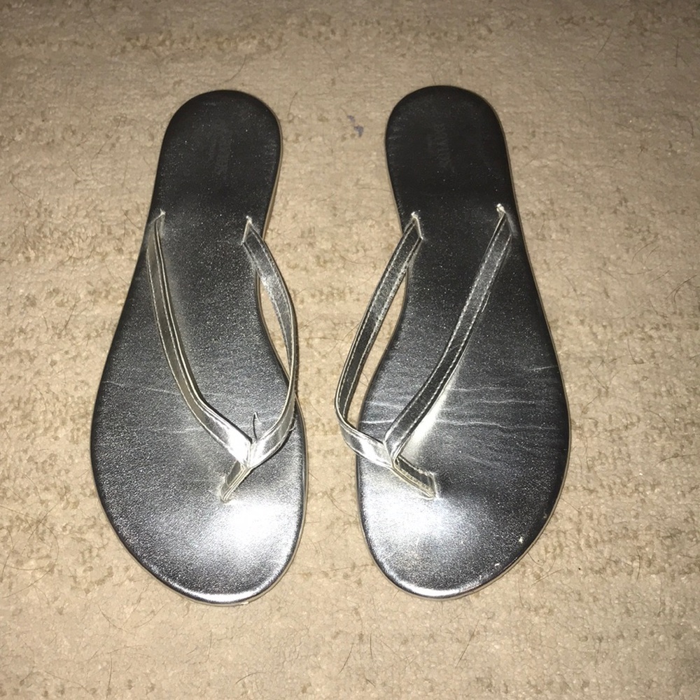 Silver flip flops
